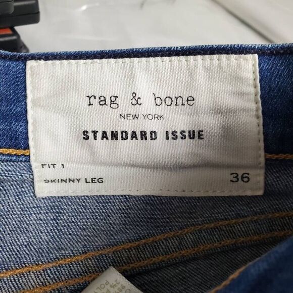 Rag & Bone Fit 1 Skinny Leg Jeans Men’s Size 36 Medium Wash Button Fly - Picture 7 of 8